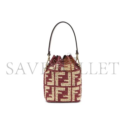FENDI MINI MON TRESOR LOGO BUCKET BAG ANEMONE 8BS010AD6JF1C14 (18*12*10cm)